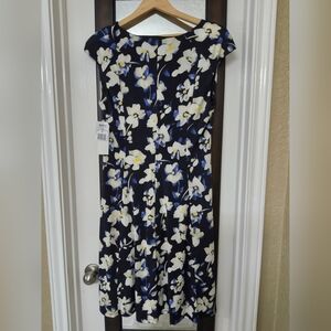 Navy Floral Midi Dress